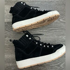 Marc Fisher LTD Black Mally High Top Fur-Lined Suede Sneakers